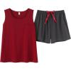 Vopmocld Big Girl’s Tank Top and Shorts Cotton Pajama Set Teens Cute Heart Shape Sleepwear Kids Clothes PJS(Red/Gray)