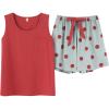 Vopmocld Big Girl’s Tank Top and Shorts Cotton Pajama Set Teens Cute Heart Shape Sleepwear Kids Clothes PJS(Red-polka Dot)