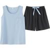 Vopmocld Big Girl’s Tank Top and Shorts Cotton Pajama Set Teens Cute Heart Shape Sleepwear Kids Clothes PJS(Skyblue/Gray)