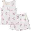 Vopmocld Girls Button Down Pajama Sets Sleeveless Tank Top with Shorts for Teen Girls Summer Casual Clothes Loungewear(Pink Cherry)