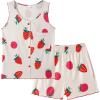 Vopmocld Girls Button Down Pajama Sets Sleeveless Tank Top with Shorts for Teen Girls Summer Casual Clothes Loungewear(Strawberry)