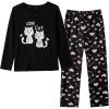 Vopmocld Young Girls Lovely Bunny Pajama Sets Cotton Long Sleeve Pjs Clothes Sleepwear Shirts(Black)