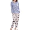 Vopmocld Young Girls Lovely Bunny Pajama Sets Cotton Long Sleeve Pjs Clothes Sleepwear Shirts(Blue)