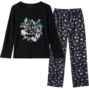 Vopmocld Big Girls Cute Pajama Sets Long Sleeve Lovely Sleepwear 2 Piece PJS Multiple Cartoon Jammies(Butterfly Floral)
