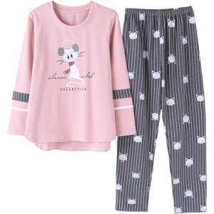 Vopmocld Big Girls Cute Pajama Sets Long Sleeve Lovely Sleepwear 2 Piece PJS Multiple Cartoon Jammies(Pink Gray)