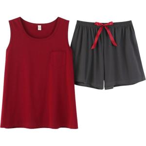 Vopmocld Big Girl’s Tank Top and Shorts Cotton Pajama Set Teens Cute Heart Shape Sleepwear Kids Clothes PJS(Red/Gray)