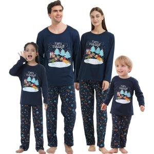 Vopmocld Christmas Family Matching Pajama Red Holiday Pjs Sets Cotton Sleepwear(Dinosaur)