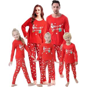 Vopmocld Christmas Family Matching Pajama Red Holiday Pjs Sets Cotton Sleepwear(Snowman)