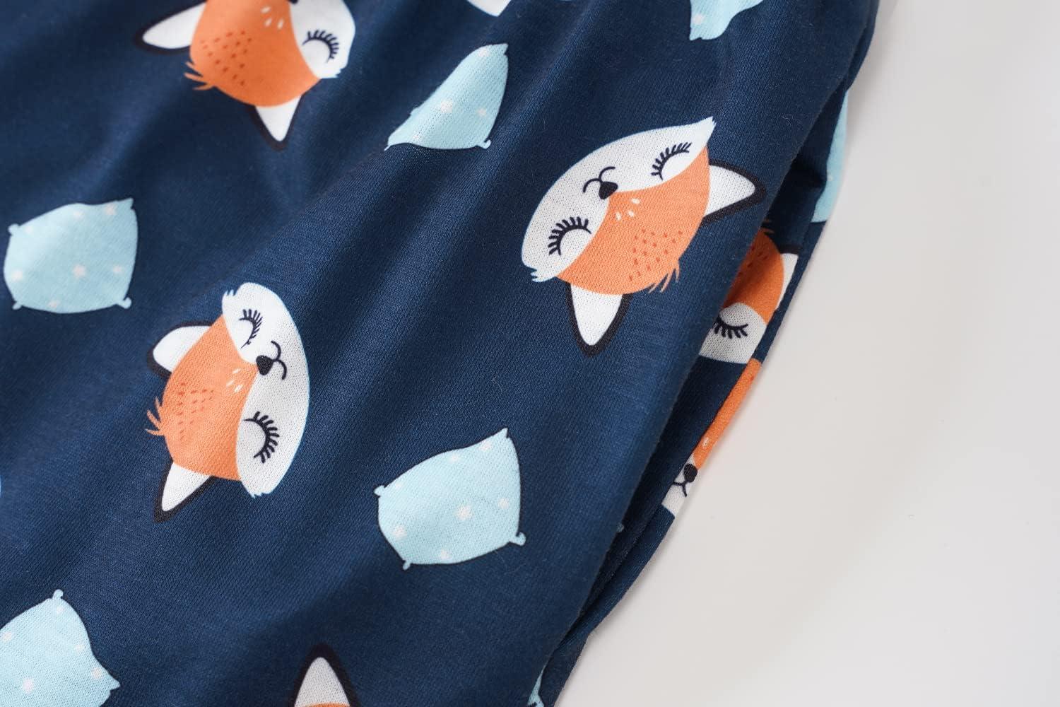 imageVopmocld Big Girls Summer Short Sleeve Pajama Sets Cute Cat Patterns Sleepwear Nighty 100 CottonFox