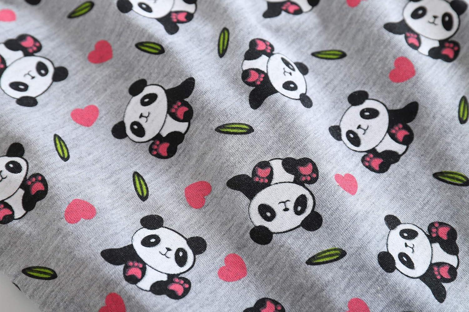 imageVopmocld Big Girls Summer Short Sleeve Pajama Sets Cute Cat Patterns Sleepwear Nighty 100 CottonPanda