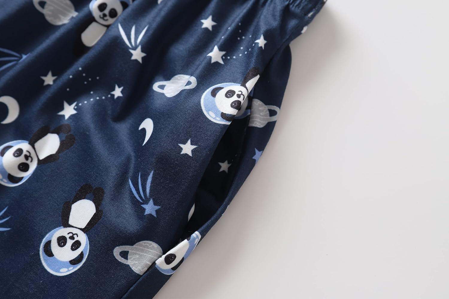 imageVopmocld Big Girls Summer Short Sleeve Pajama Sets Cute Cat Patterns Sleepwear Nighty 100 CottonSpacepanda