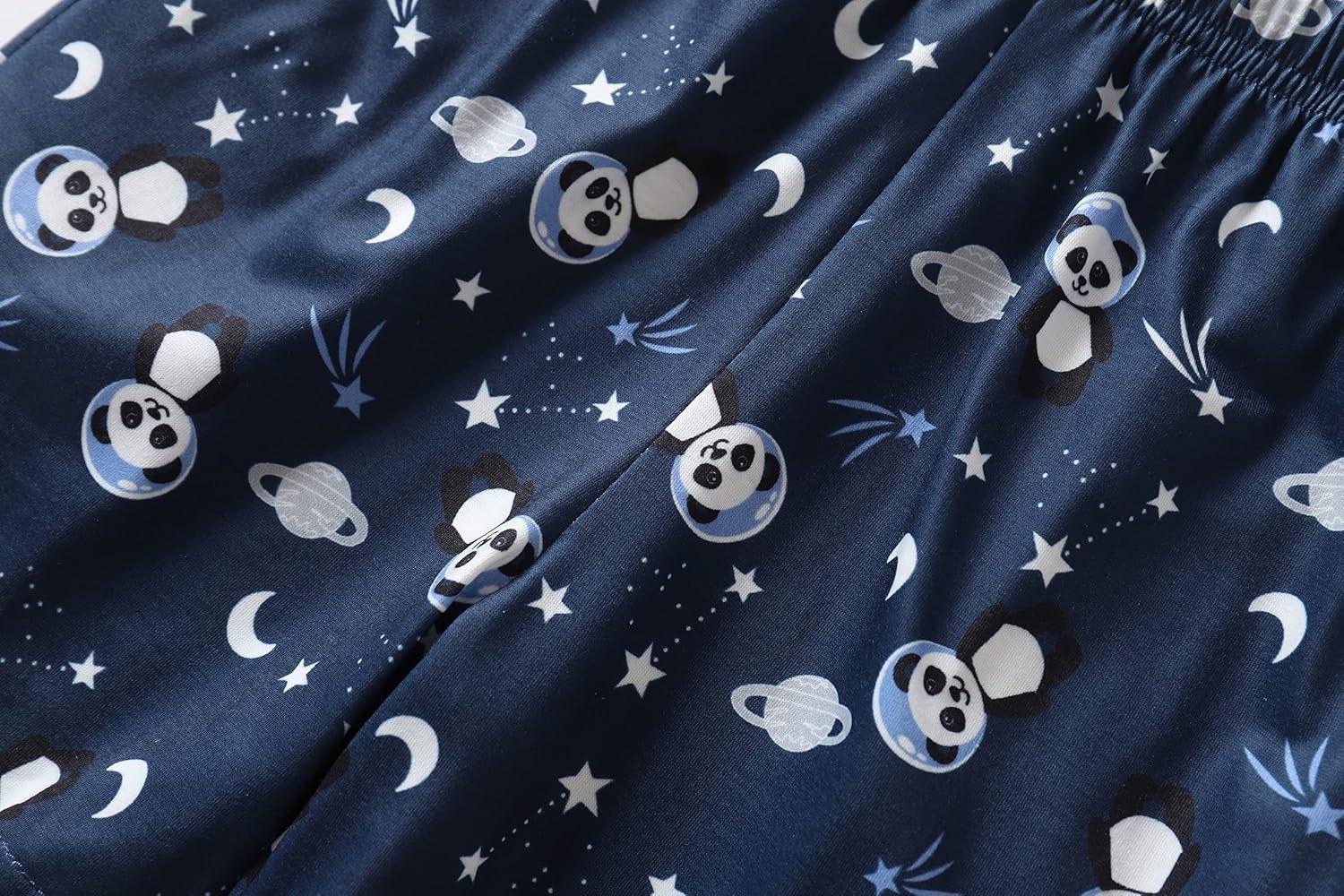 imageVopmocld Big Girls Summer Short Sleeve Pajama Sets Cute Cat Patterns Sleepwear Nighty 100 CottonSpacepanda