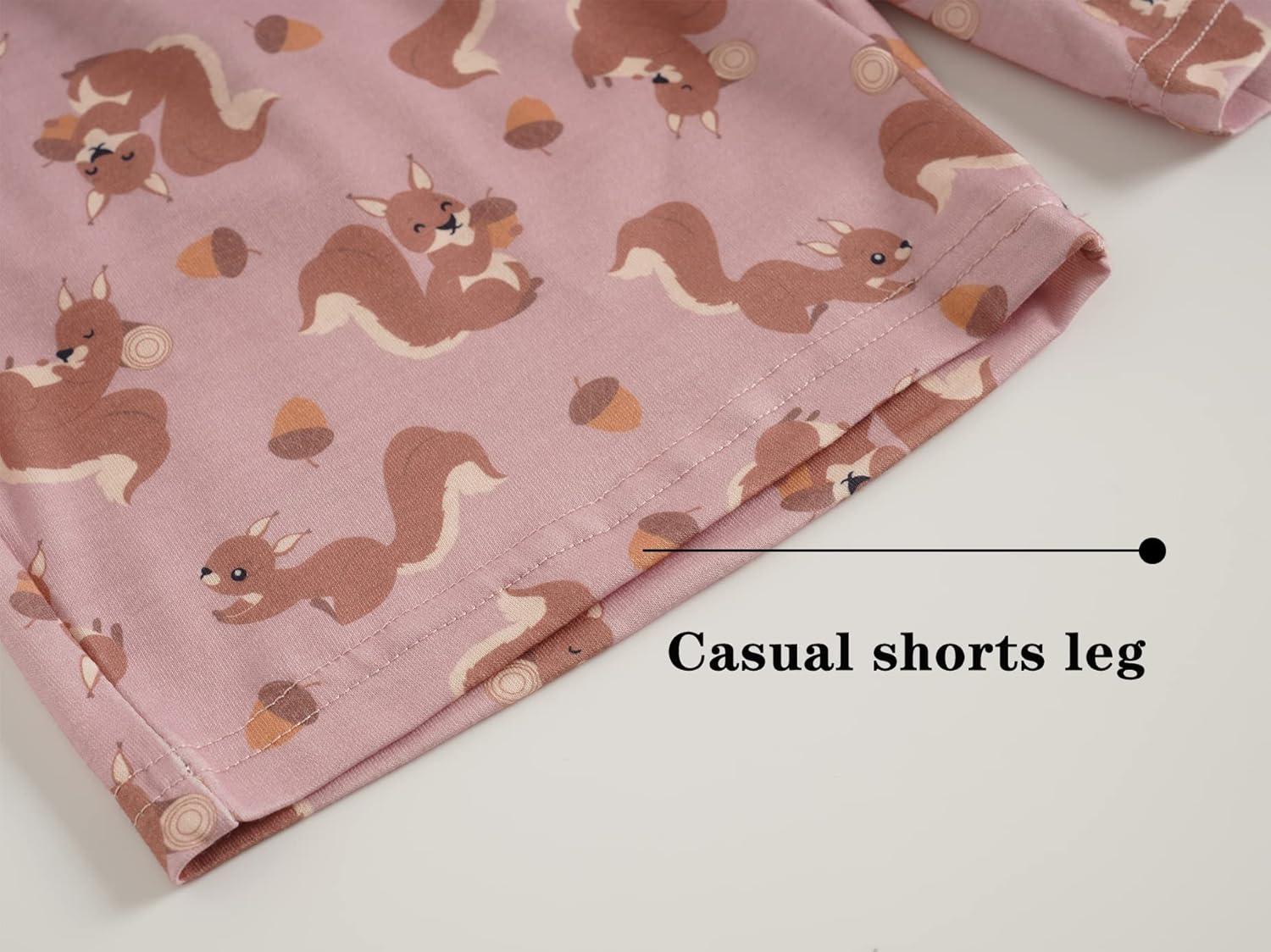 imageVopmocld Big Girls Summer Short Sleeve Pajama Sets Cute Cat Patterns Sleepwear Nighty 100 CottonSquirrel