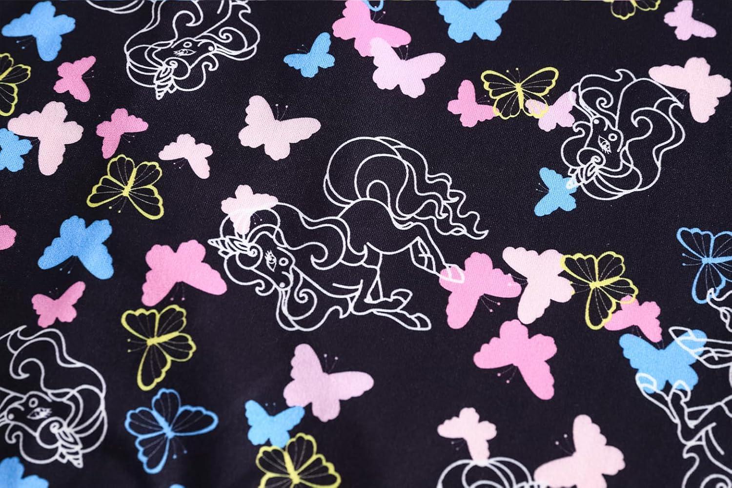 imageVopmocld Girls Pajama Sets 3pcs Button Down Short Sleeve Long Pants With Shorts Sleepwear Cute Patterns Nighty For Teens3pcsButterflyunicorns