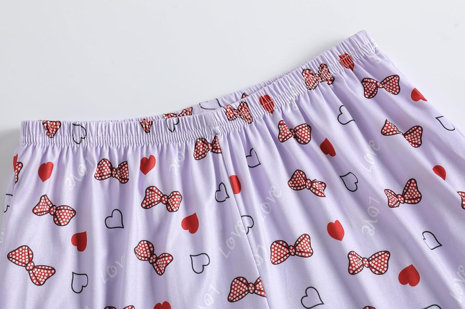 imageVopmocld Girls Pajama Sets 3pcs Button Down Short Sleeve Long Pants With Shorts Sleepwear Cute Patterns Nighty For TeensPolka Dot Bowknot