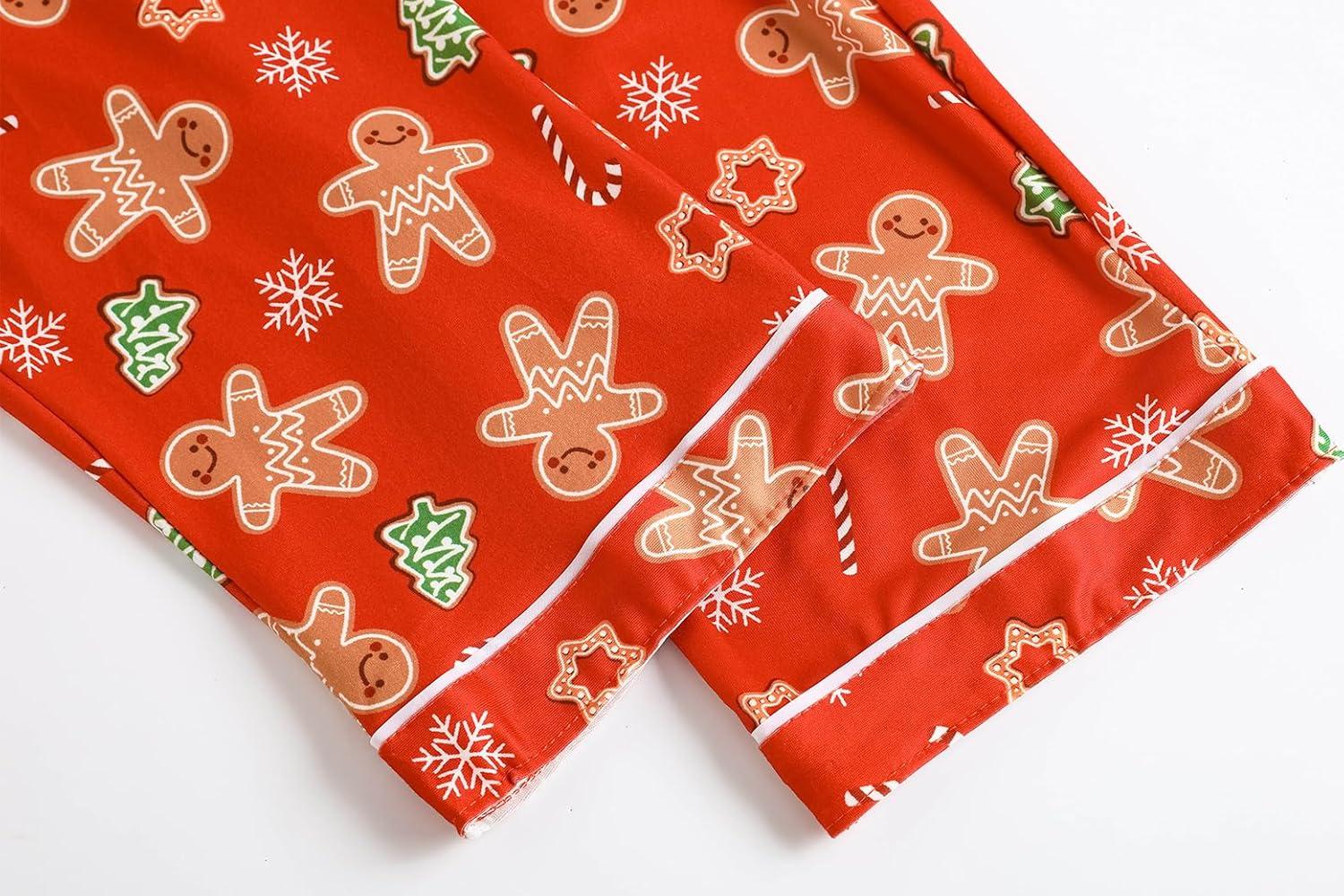 imageVopmocld Girls Pajama Sets 3pcs Button Down Short Sleeve Long Pants With Shorts Sleepwear Cute Patterns Nighty For TeensXmas Gingerbread