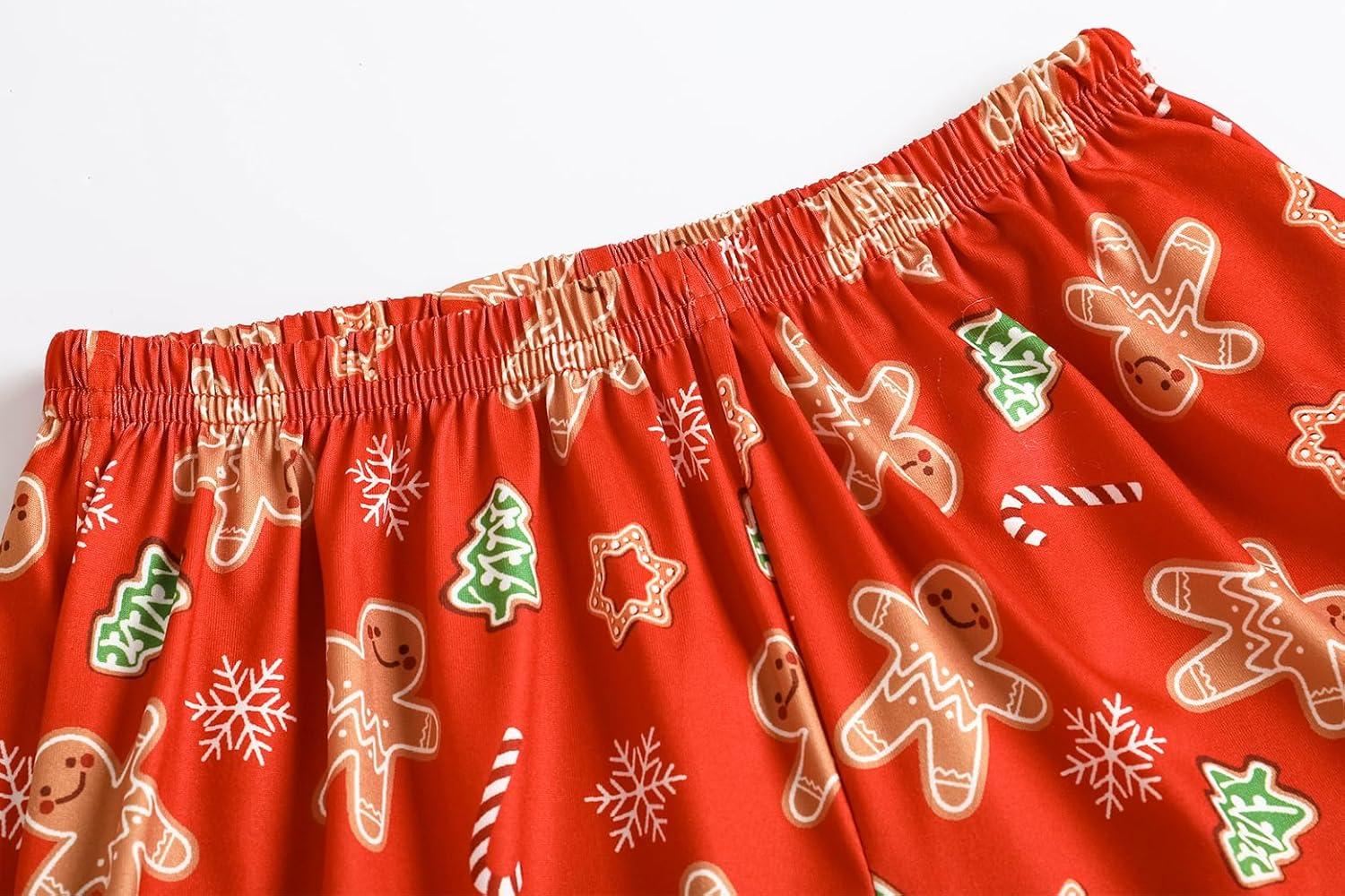 imageVopmocld Girls Pajama Sets 3pcs Button Down Short Sleeve Long Pants With Shorts Sleepwear Cute Patterns Nighty For TeensXmas Gingerbread