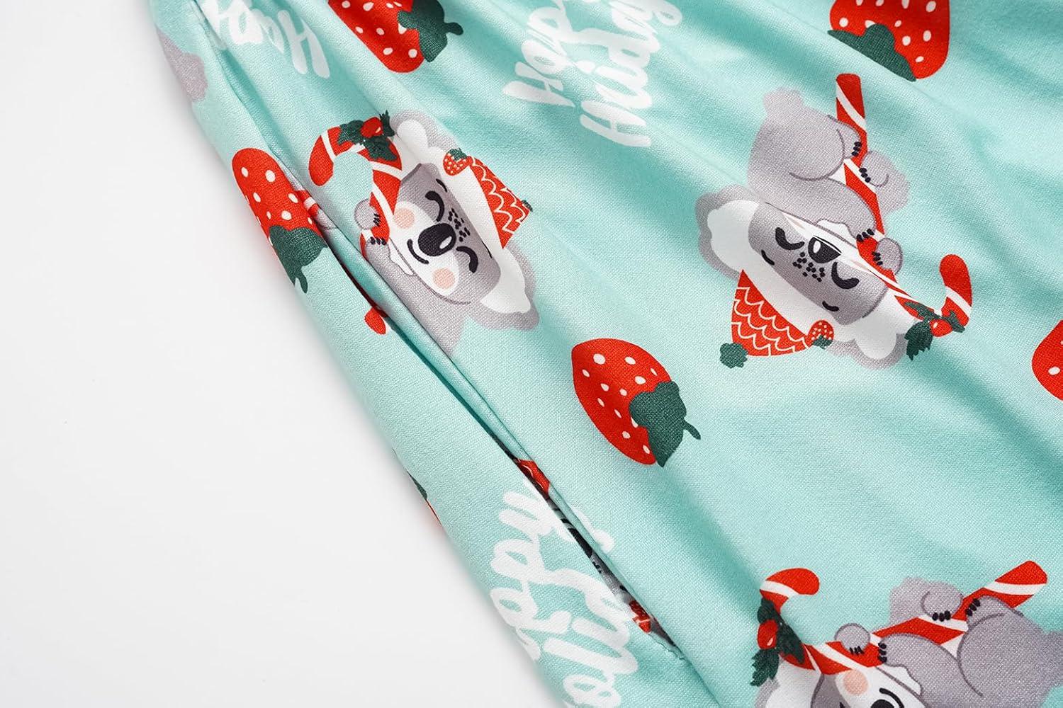 imageVopmocld Girls Pajama Sets 3pcs Button Down Short Sleeve Long Pants With Shorts Sleepwear Cute Patterns Nighty For TeensXmas Koala