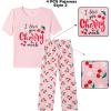 Vopmocld Big Girls’ Short Sleeve Long Pants Pajama Sets 4PCS Cartoon Patterns Strawberry Cute Cherry Sleepwear Nighty Lounge(4pcs-strawberry/Cherry)