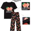 Vopmocld Big Girls’ Short Sleeve Long Pants Pajama Sets 4PCS Cartoon Patterns Strawberry Cute Cherry Sleepwear Nighty Lounge(4pcs-strawberry/Cherry)