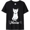 Vopmocld Big Girls Summer Short Sleeve Pajama Sets Cute Cat Patterns Sleepwear Nighty 100% Cotton(Black)