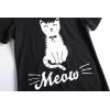 Vopmocld Big Girls Summer Short Sleeve Pajama Sets Cute Cat Patterns Sleepwear Nighty 100% Cotton(Black)