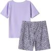 Vopmocld Big Girls Summer Short Sleeve Pajama Sets Cute Cat Patterns Sleepwear Nighty 100% Cotton(Leopard Cat)