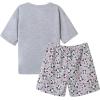 Vopmocld Big Girls Summer Short Sleeve Pajama Sets Cute Cat Patterns Sleepwear Nighty 100% Cotton(Panda)