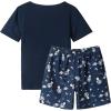 Vopmocld Big Girls Summer Short Sleeve Pajama Sets Cute Cat Patterns Sleepwear Nighty 100% Cotton(Space-panda)