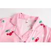 Vopmocld Girls Pajama Sets 3pcs Button Down Short Sleeve Long Pants With Shorts Sleepwear Cute Patterns Nighty For Teens(3pcs/Red Cherry)