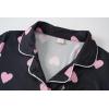 Vopmocld Girls Pajama Sets 3pcs Button Down Short Sleeve Long Pants With Shorts Sleepwear Cute Patterns Nighty For Teens(Black Pink Hearts)