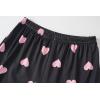 Vopmocld Girls Pajama Sets 3pcs Button Down Short Sleeve Long Pants With Shorts Sleepwear Cute Patterns Nighty For Teens(Black Pink Hearts)