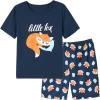 Vopmocld Big Girls Summer Short Sleeve Pajama Sets Cute Cat Patterns Sleepwear Nighty 100% Cotton(Fox)