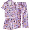 Vopmocld Girls Pajama Sets 3pcs Button Down Short Sleeve Long Pants With Shorts Sleepwear Cute Patterns Nighty For Teens(Cake Pumpkin)