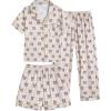 Vopmocld Girls Pajama Sets 3pcs Button Down Short Sleeve Long Pants With Shorts Sleepwear Cute Patterns Nighty For Teens(Leopard Bowknot)